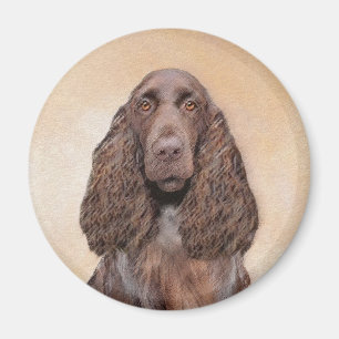 Field Spaniel Painting - Cute Original Dog Art Magnet