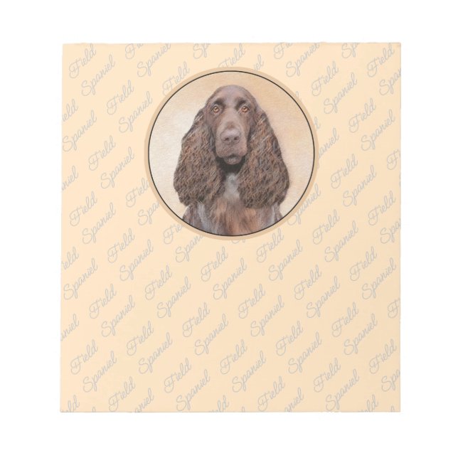 Field Spaniel Painting - Cute Original Dog Art Notepad (Front)