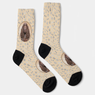 Field Spaniel Painting - Cute Original Dog Art Socks