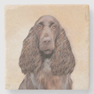 Field Spaniel Painting - Cute Original Dog Art Stone Coaster