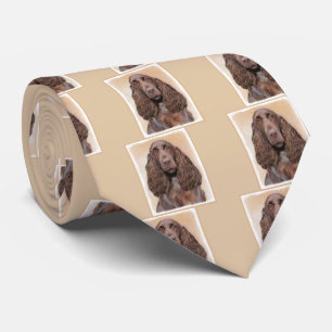 Field Spaniel Painting - Cute Original Dog Art Tie