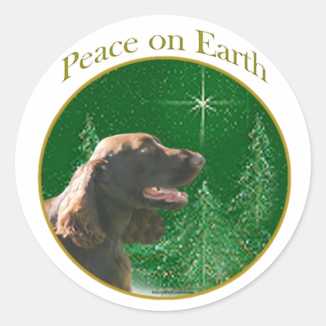 Field Spaniel Peace Classic Round Sticker (Front)