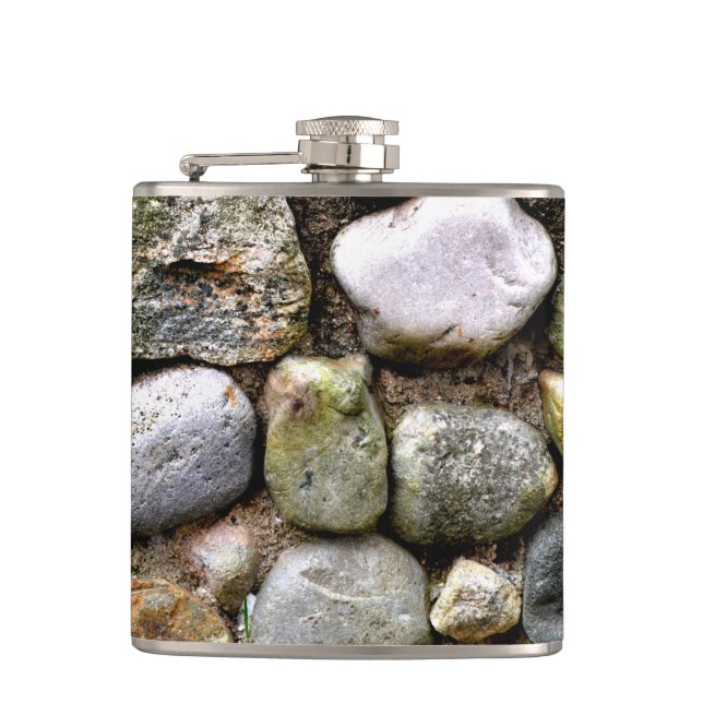 Field Stone, rocks, distressed stone, rustic stone Hip Flask (Front)
