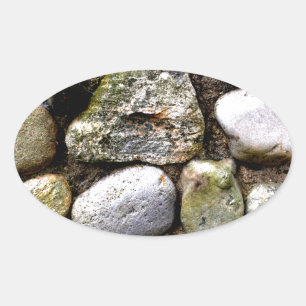 Field Stone, rocks, distressed stone, rustic stone Oval Sticker