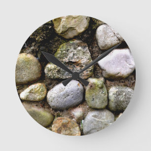 Field Stone, rocks, distressed stone, rustic stone Round Clock