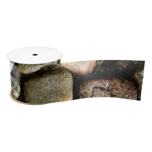 Field Stone, rocks, distressed stone, rustic stone Satin Ribbon