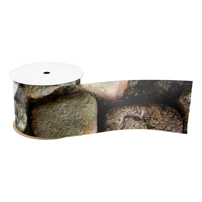 Field Stone, rocks, distressed stone, rustic stone Satin Ribbon (Spool)