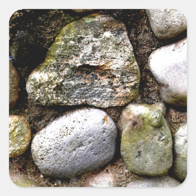 Field Stone, rocks, distressed stone, rustic stone Square Sticker (Front)