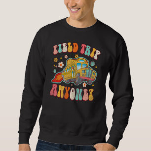 Field Trip Anyone Groovy School Bus Driver Yellow Sweatshirt