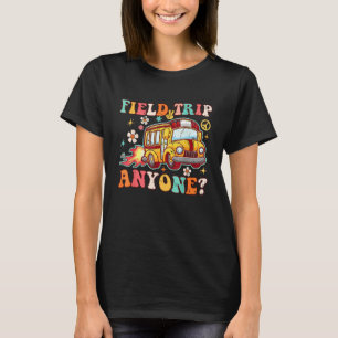 Field Trip Anyone Groovy School Bus Driver Yellow T-Shirt