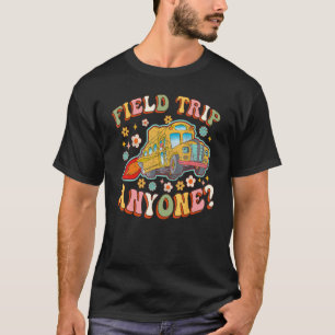 Field Trip Anyone Groovy School Bus Driver Yellow T-Shirt