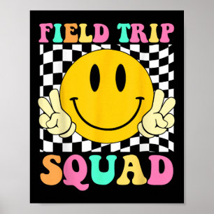 Field Trip Squad Groovy Field Day Hippie Smile Fac Poster