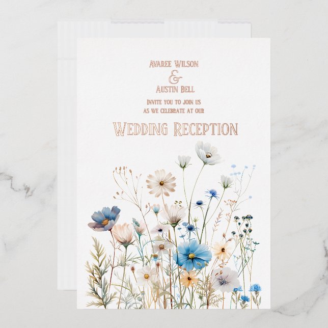 Field Wildflowers Rose Gold Foil Invitation (Envelope)