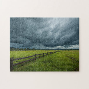 Field with a Wooden Fence Jigsaw Puzzle