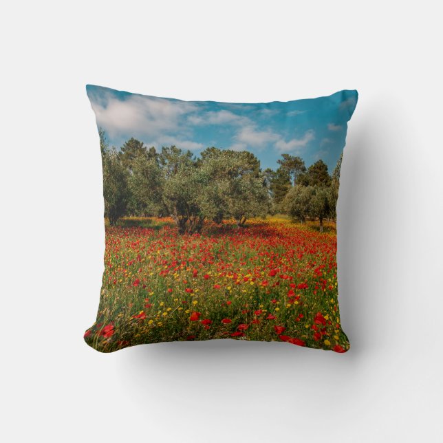 field with flowers and trees cushion (Front)