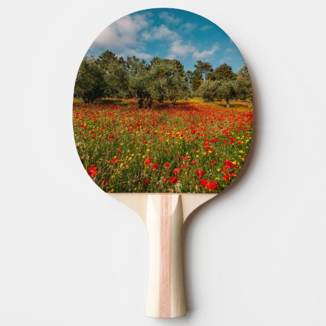 field with flowers and trees ping pong paddle (Front)