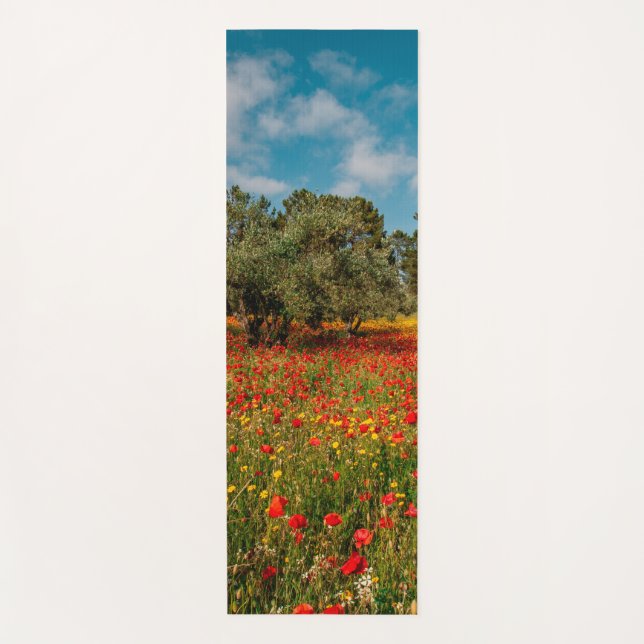 field with flowers and trees yoga mat (Front)