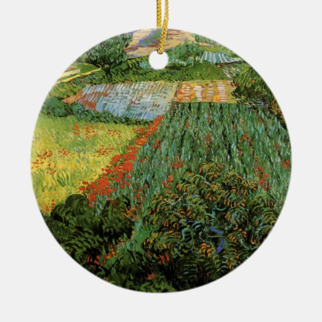 Field with Poppies by Vincent van Gogh Ceramic Tree Decoration (Front)