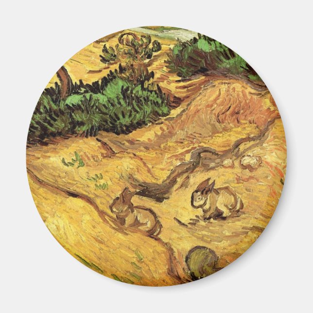 Field with Two Rabbits by Vincent van Gogh Magnet (Front)