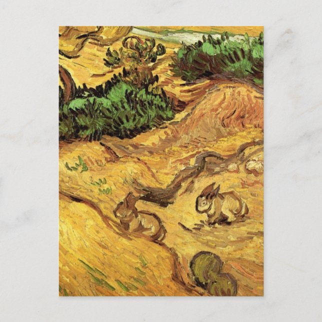Field with Two Rabbits by Vincent van Gogh Postcard (Front)