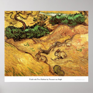 Field with Two Rabbits by Vincent van Gogh Poster