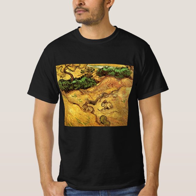 Field with Two Rabbits by Vincent van Gogh T-Shirt (Front)