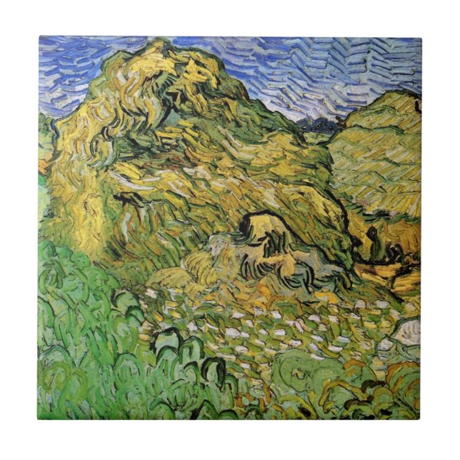 Field with Wheat Stacks by Vincent van Gogh Ceramic Tile (Front)