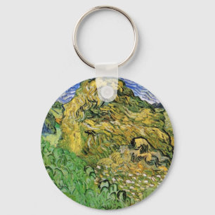 Field with Wheat Stacks by Vincent van Gogh Key Ring