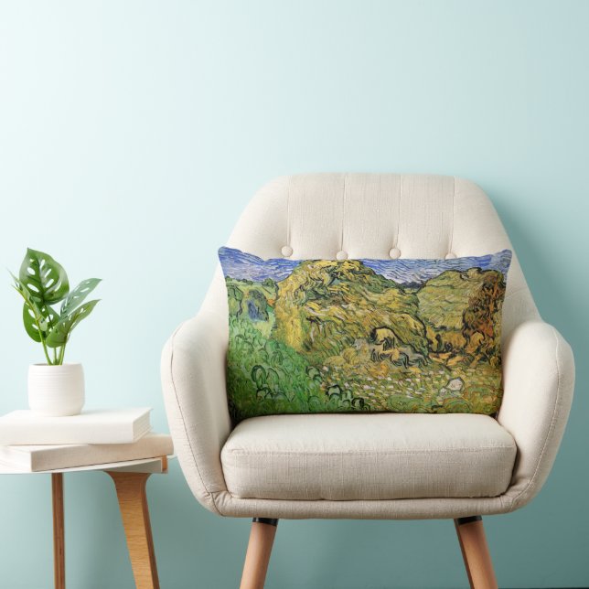 Field with Wheat Stacks by Vincent van Gogh Lumbar Cushion (Chair)