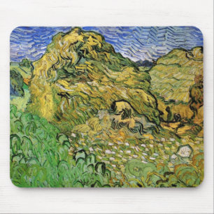 Field with Wheat Stacks by Vincent van Gogh Mouse Pad