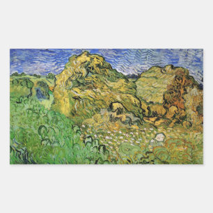 Field with Wheat Stacks by Vincent van Gogh Rectangular Sticker