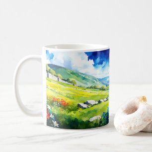 "Fielddale" Wide Landscape Yorkshire Dales Scene Coffee Mug