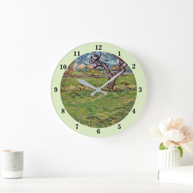 Fields near the Alpilles Vincent van Gogh  Large Clock (Home)