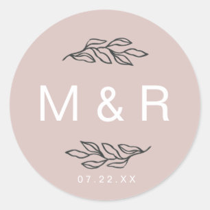 Fields of Dreams Blush   Floral Monogram Sticker