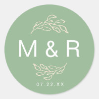 Fields of Dreams Green | Floral Monogram Sticker