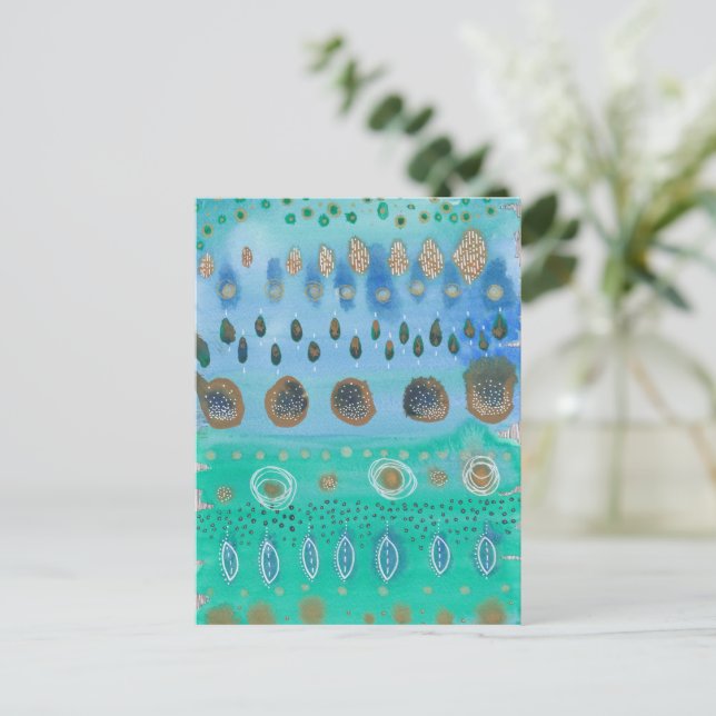 Fields of flowers watercolour art postcard (Standing Front)