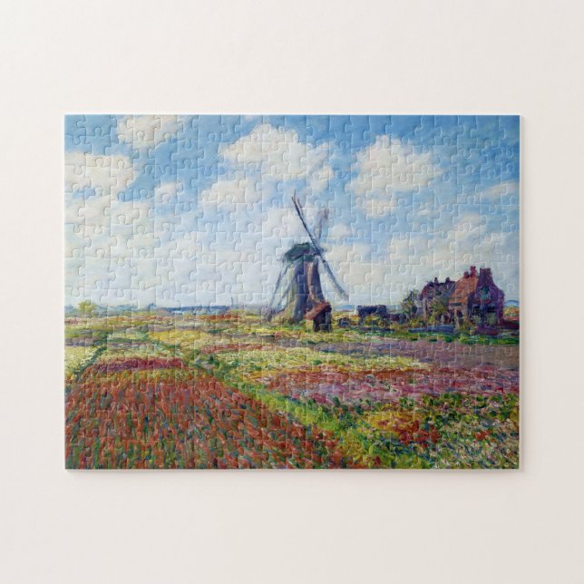Fields of Tulip With The Rijnsburg Windmill Monet Jigsaw Puzzle (Horizontal)