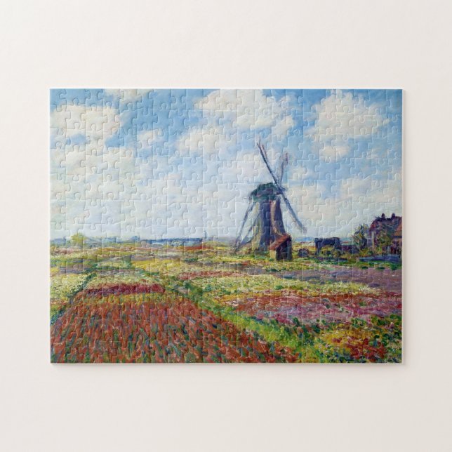 Fields of Tulip With The Rijnsburg Windmill Monet Jigsaw Puzzle (Horizontal)