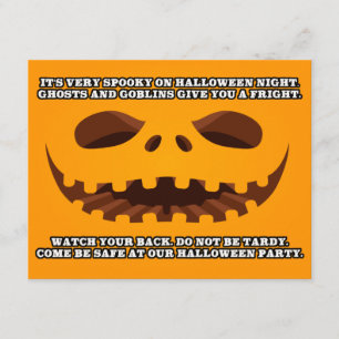 Fiendish Pumpkin Bloody Text Halloween Party Invitation