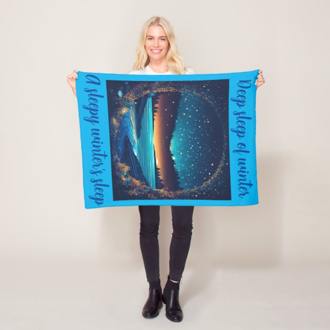 Fierce Abstract River with Magical Stars Sunset - Fleece Blanket (In Situ)