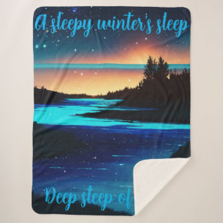 Fierce Abstract River with Magical Stars Sunset - Sherpa Blanket