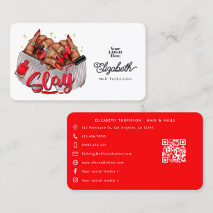 Fierce African American "Slay" Nail Salon Branding Business Card