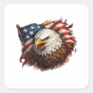 Fierce American Eagle – Patriotic Power Design Square Sticker