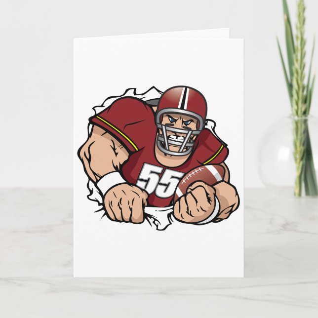 Fierce American Football Player Breaking Through  Card (Front)