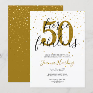 Fierce and Fabulous Gold and Black Birthday Invitation
