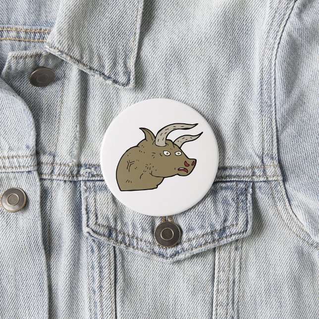 Fierce Angry Bull Head Rustic Wild Animal  7.5 Cm Round Badge (Creator Uploaded)