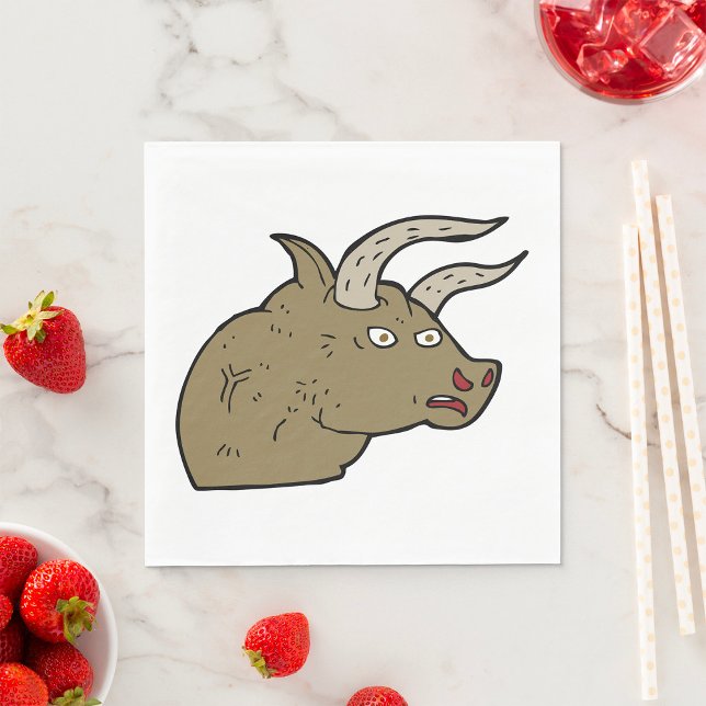 Fierce Angry Bull Head Rustic Wild Animal  Napkin (Creator Uploaded)
