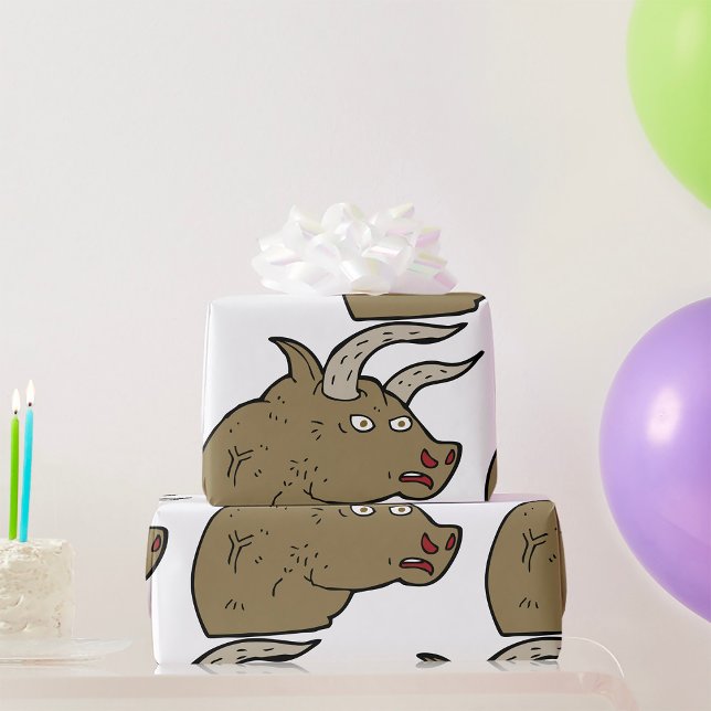 Fierce Angry Bull Head Rustic Wild Animal  Wrapping Paper (Creator Uploaded)