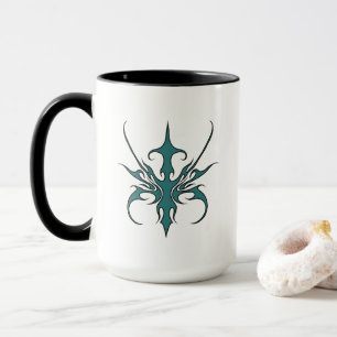 Fierce Aquamarine Tribal Line Art Illustration Mug