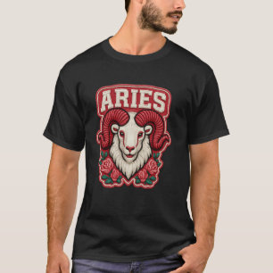 Fierce Aries Gift u2013 Bold Zodiac Ram with Roses T-Shirt
